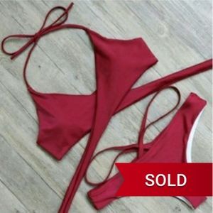 🆕SET NEVER WORN! NWOT SEXY RED PUSH UP BIKINI - S